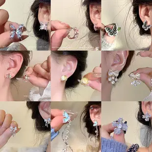 S925 silver needle European and American exaggerated plain ring earrings women's high-end light luxury Joker simple temperament earrings wholesale — feature 5
