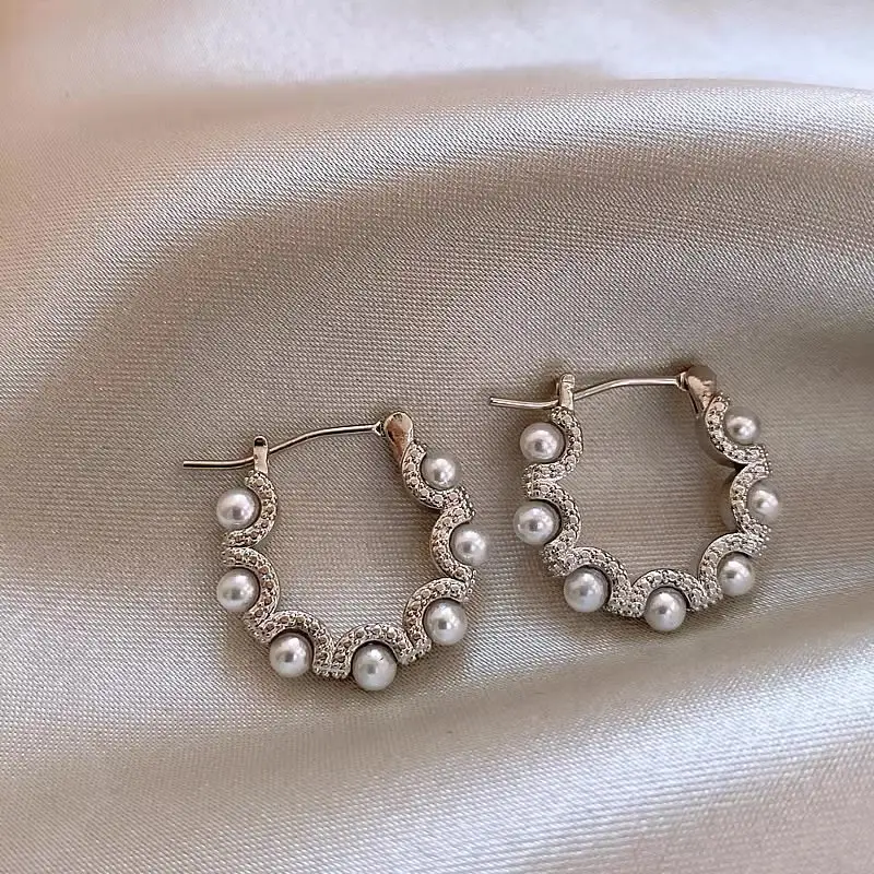 S925 silver needle European and American exaggerated plain ring earrings women's high-end light luxury Joker simple temperament earrings wholesale — feature 52
