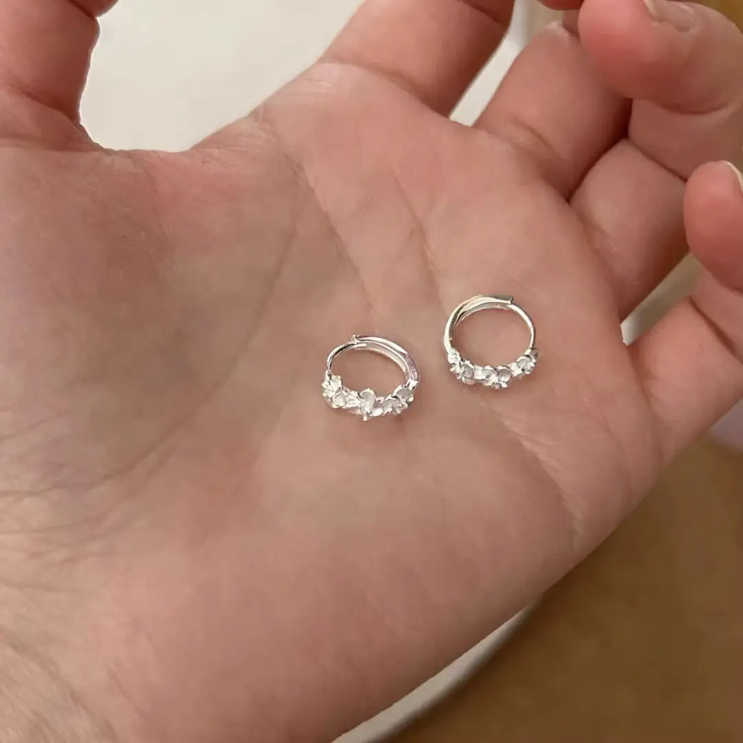 S925 silver needle European and American exaggerated plain ring earrings women's high-end light luxury Joker simple temperament earrings wholesale — feature 55