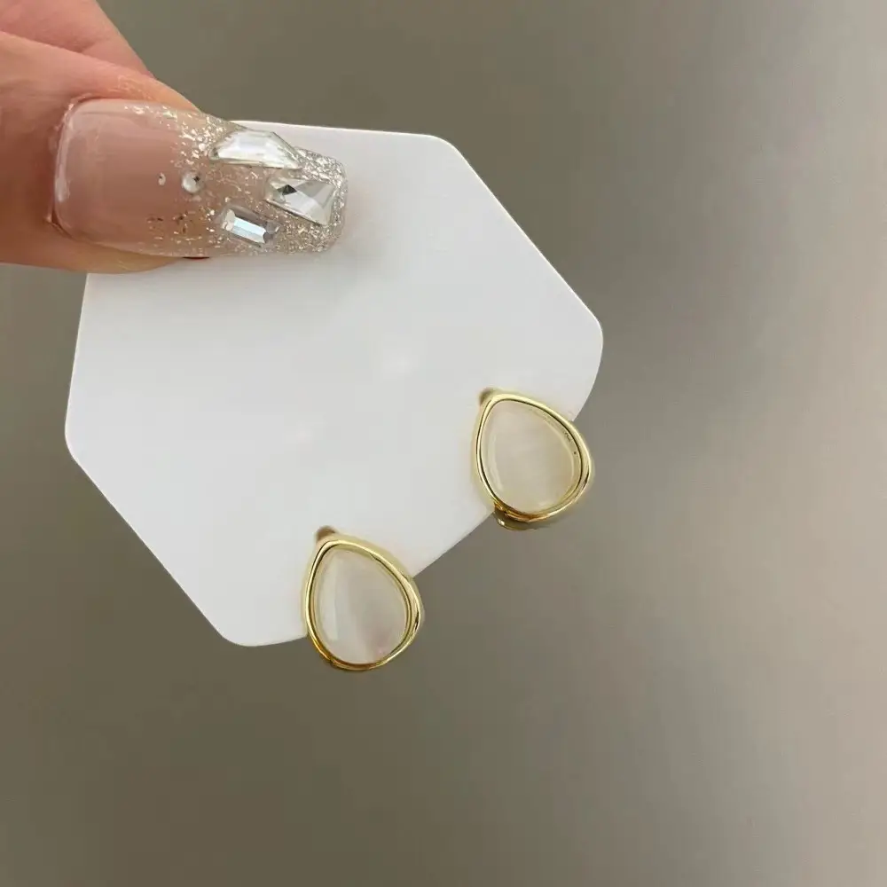 S925 silver needle European and American exaggerated plain ring earrings women's high-end light luxury Joker simple temperament earrings wholesale — feature 57