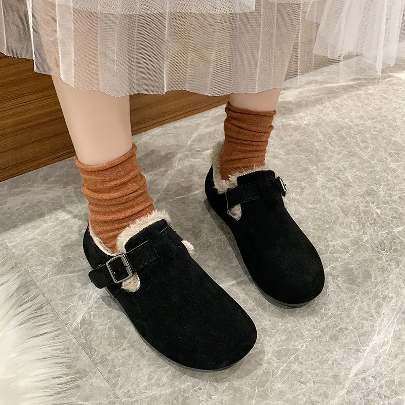 Women's Fleece-Lined Birkenan Shoes Brown Black Winter - Image 4
