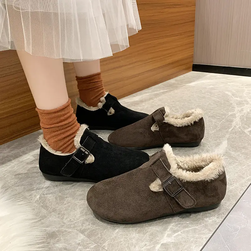 Women's Fleece-Lined Birkenan Shoes Brown Black Winter - Image 5