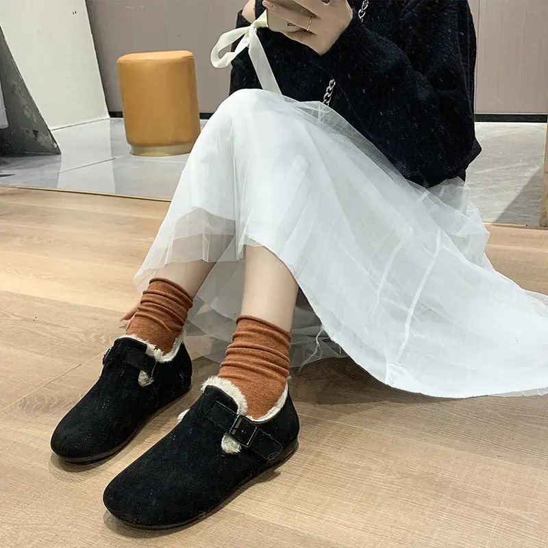 Women's Fleece-Lined Birkenan Shoes Brown Black Winter - Image 6