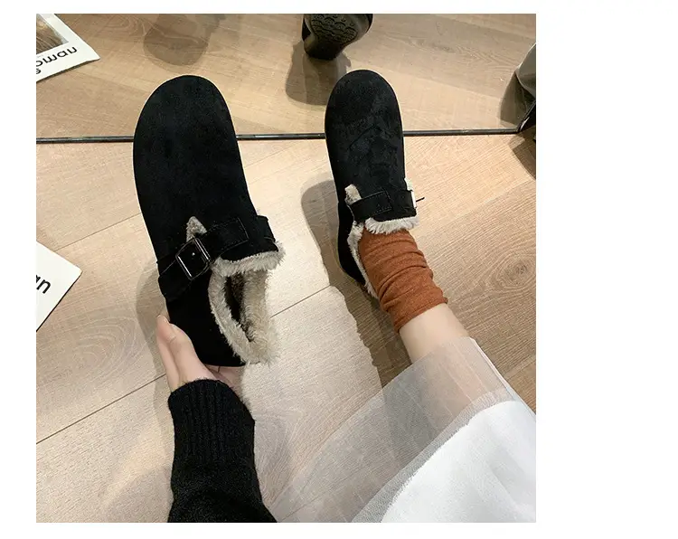 Women's Fleece-Lined Birkenan Shoes Brown Black Winter — feature 13