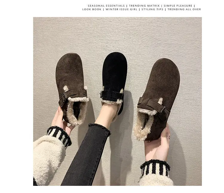 Women's Fleece-Lined Birkenan Shoes Brown Black Winter — feature 14