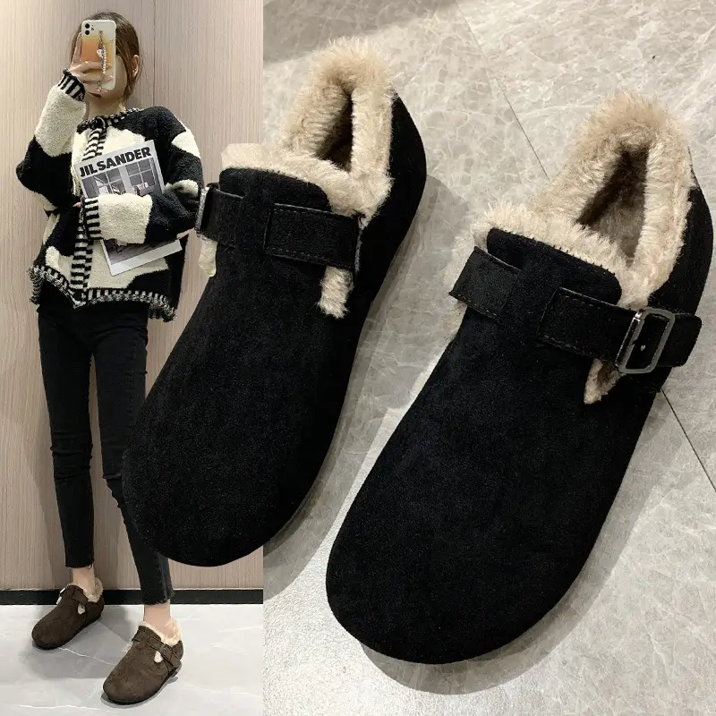 Women's Fleece-Lined Birkenan Shoes Brown Black Winter — feature 16