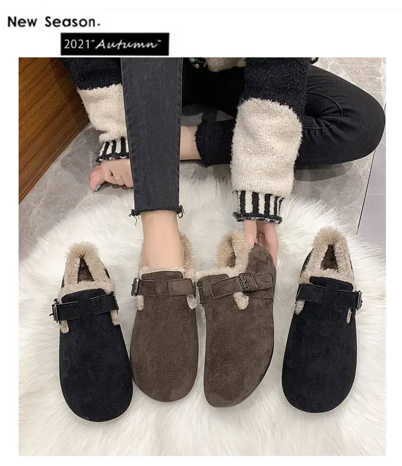 Women's Fleece-Lined Birkenan Shoes Brown Black Winter — feature 17