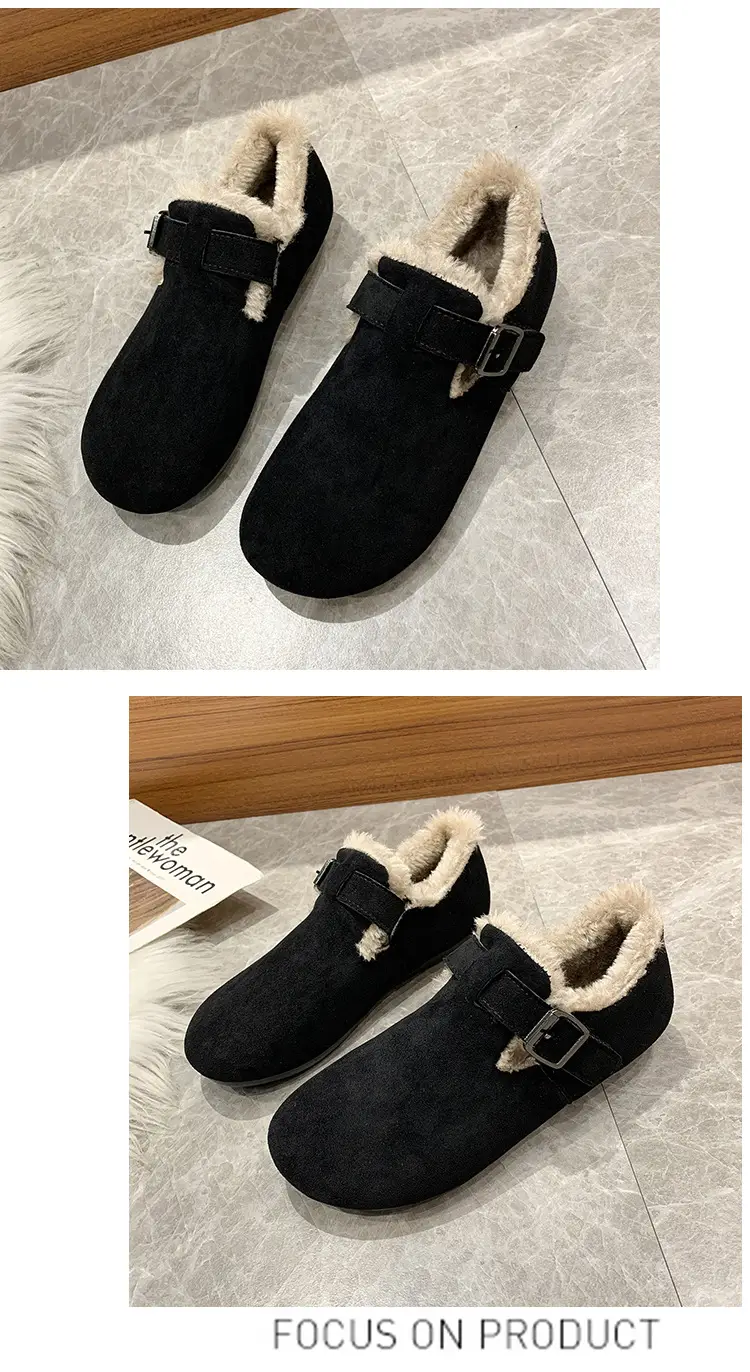 Women's Fleece-Lined Birkenan Shoes Brown Black Winter — feature 5