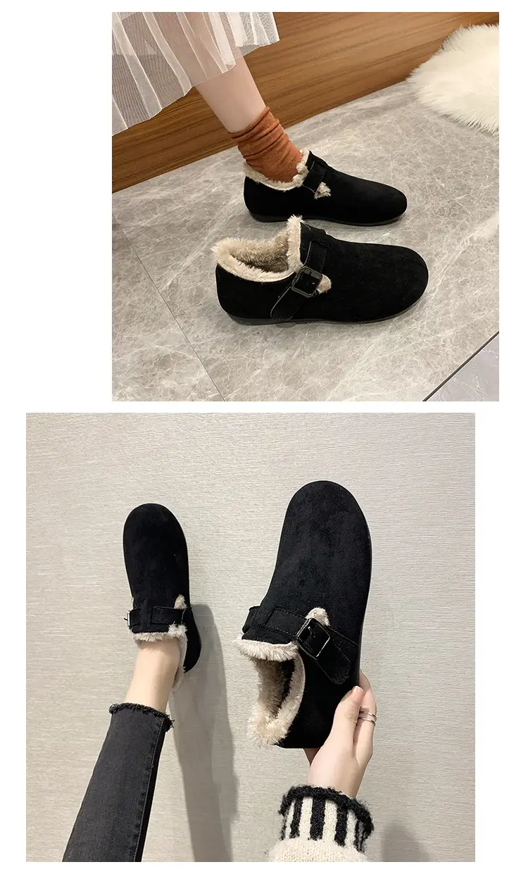 Women's Fleece-Lined Birkenan Shoes Brown Black Winter — feature 9