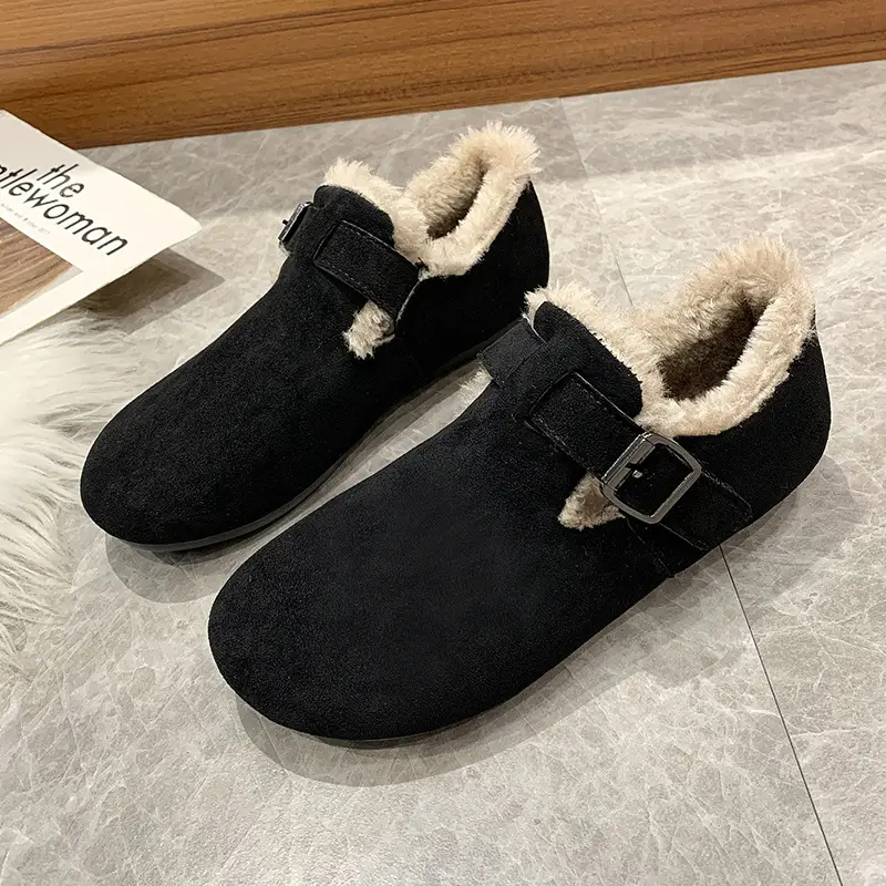 Women's Fleece-Lined Birkenan Shoes Brown Black Winter - Image 2