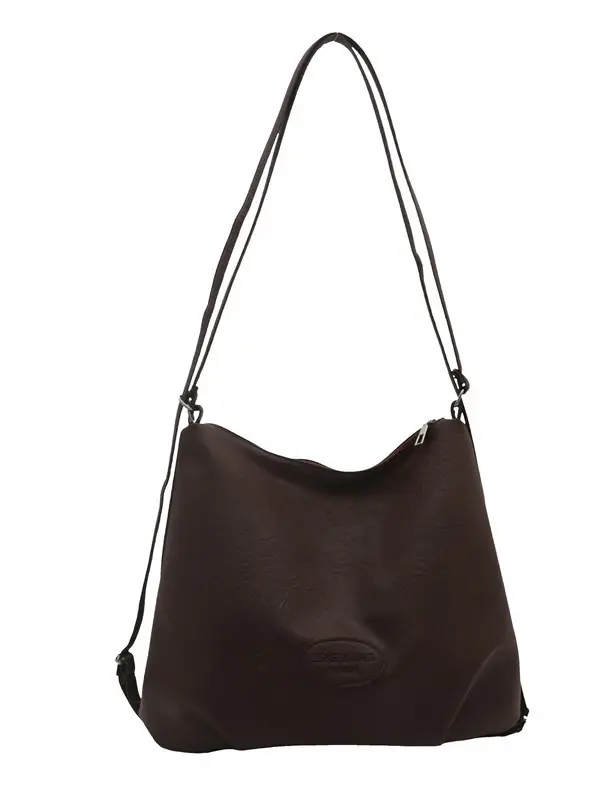 Women's Brown Leather Retro Tote Bag Large Capacity Travel Backpack - Image 9