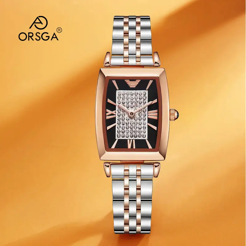 Rose Gold Square Watch with Diamond Dial for Women - Image 13