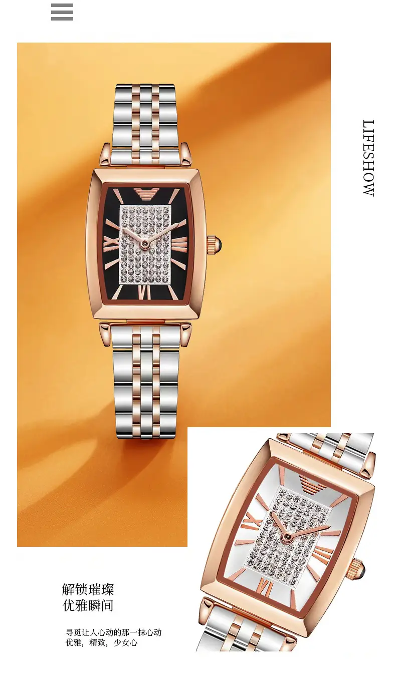 Rose Gold Square Watch with Diamond Dial for Women — feature 8
