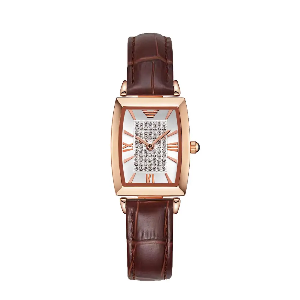Rose Gold Square Watch with Diamond Dial for Women - Image 9