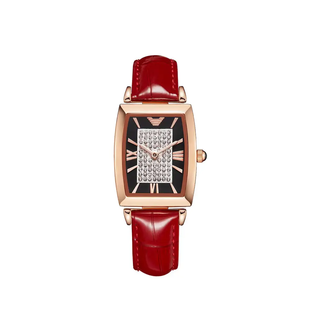 Rose Gold Square Watch with Diamond Dial for Women - Image 5