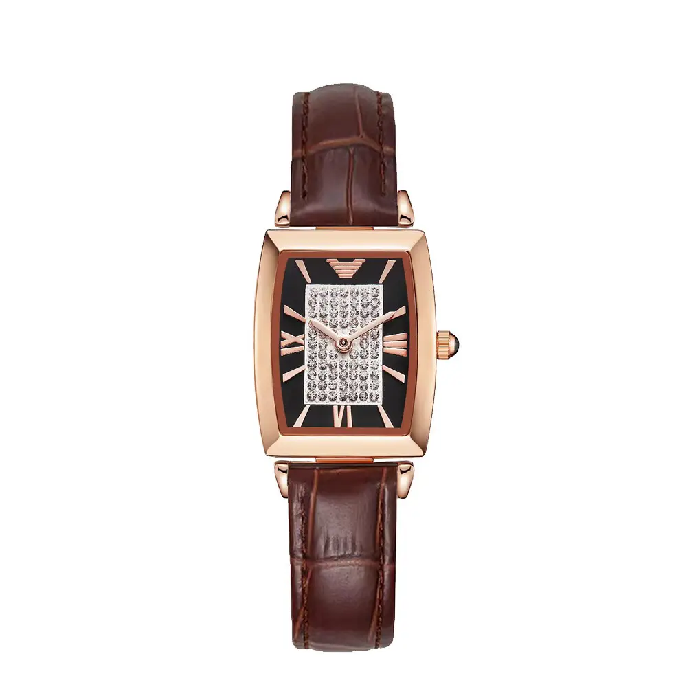 Rose Gold Square Watch with Diamond Dial for Women - Image 8