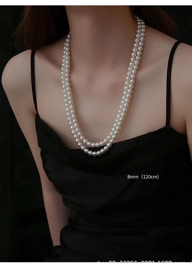 Feminine Pearl Clavicle Necklace with Broken Silver Finish - Image 22