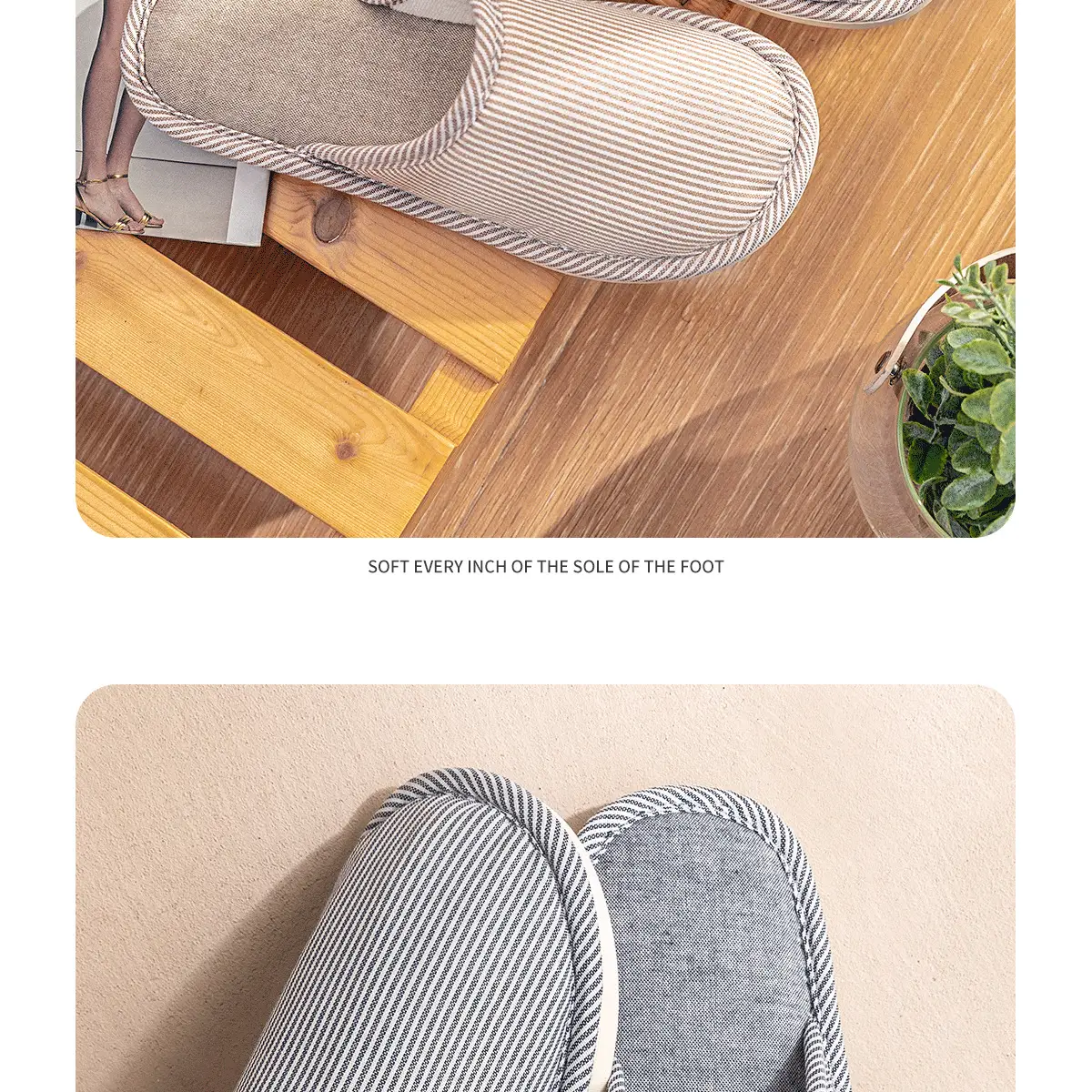 Japanese Cotton Linen Slippers Women Pink Striped All Season Comfort — feature 24