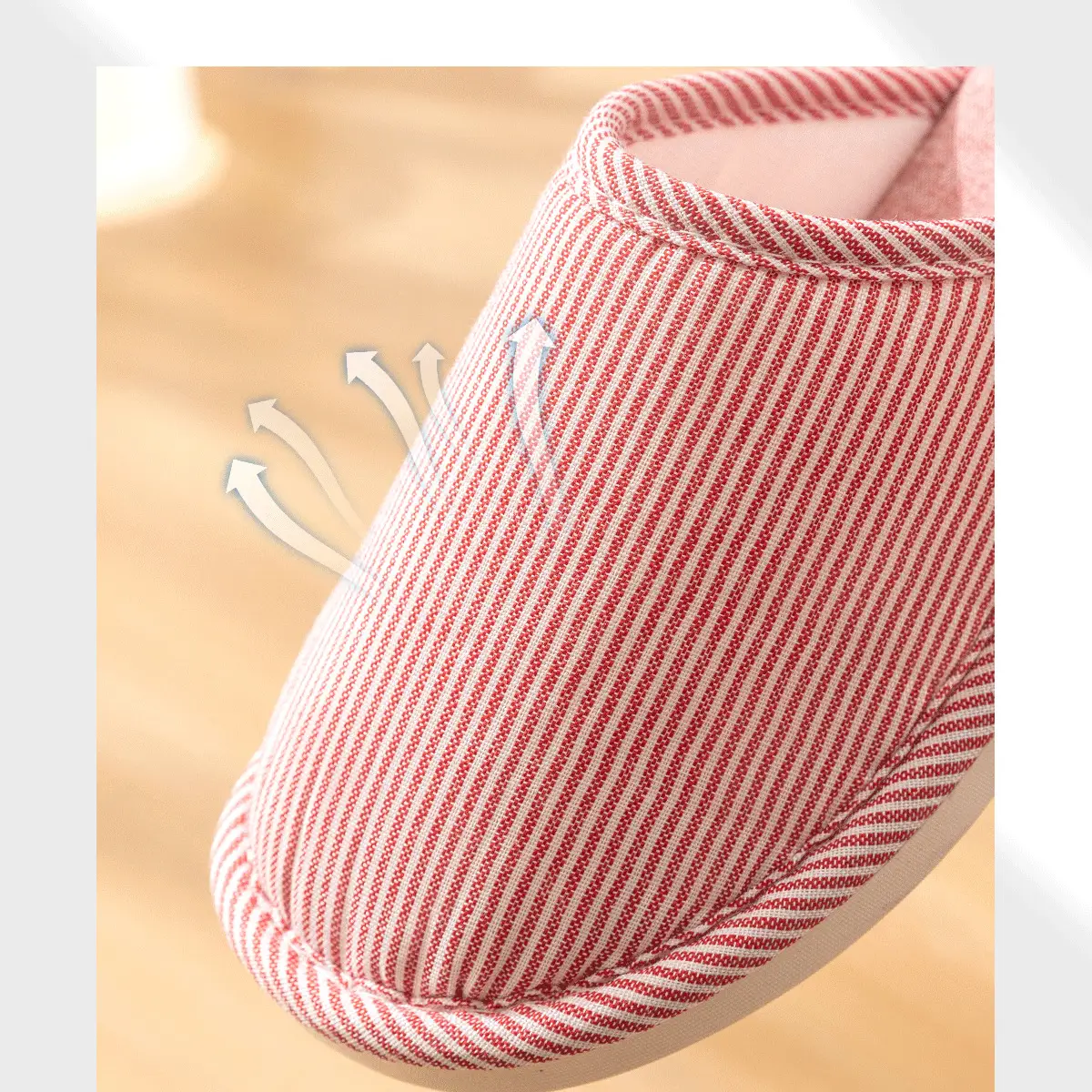 Japanese Cotton Linen Slippers Women Pink Striped All Season Comfort — feature 9