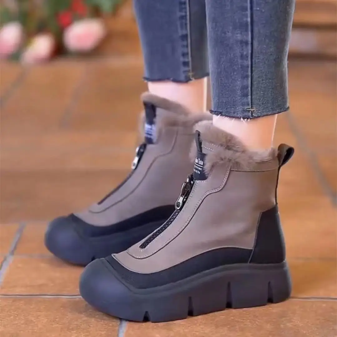 Thickened Cotton Shoes for Women, Versatile New Style, Fleece-Lined, Thick-Soled, Fashionable Martin Boots, Casual, Comfortable, Non-Slip, Retro Snow Boots for Women - Image 4