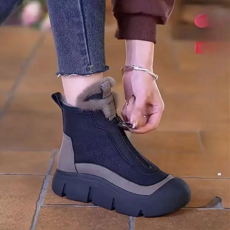 Thickened Cotton Shoes for Women, Versatile New Style, Fleece-Lined, Thick-Soled, Fashionable Martin Boots, Casual, Comfortable, Non-Slip, Retro Snow Boots for Women — feature 8