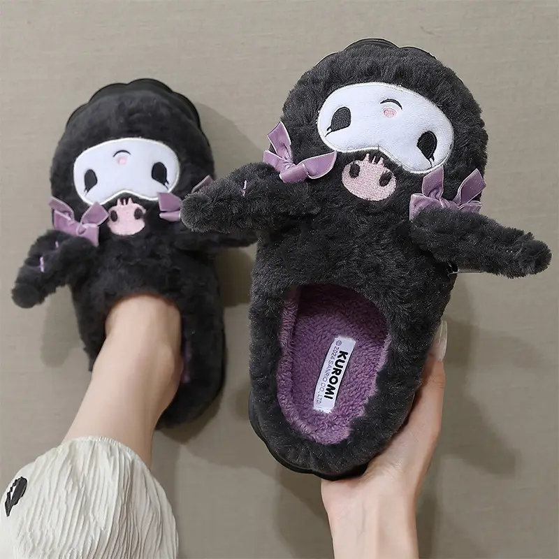 Children's Soft Cotton Slippers Purple Winter Warm