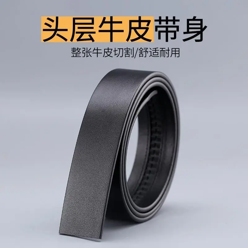 Men's Black Cowhide Belt with Automatic Buckle 3.5" - Image 4