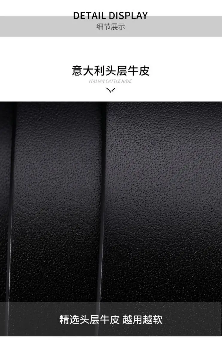 Men's Black Cowhide Belt with Automatic Buckle 3.5" — feature 10