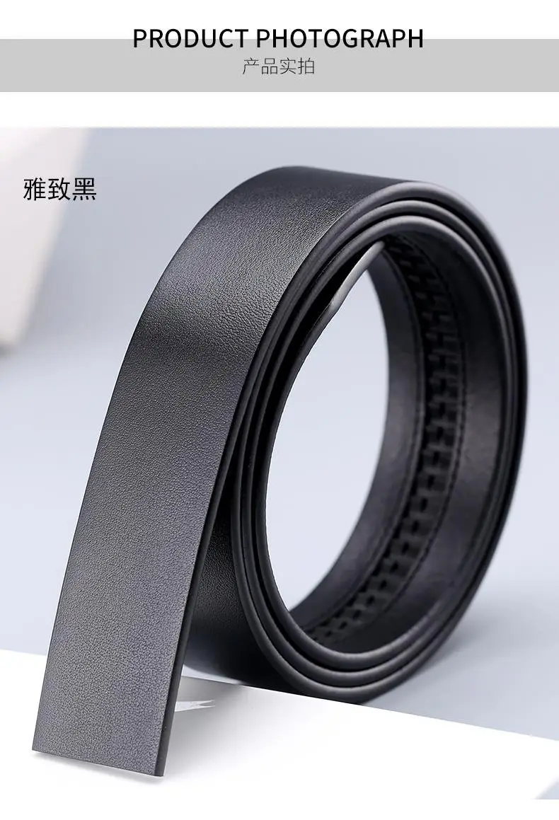 Men's Black Cowhide Belt with Automatic Buckle 3.5" — feature 15