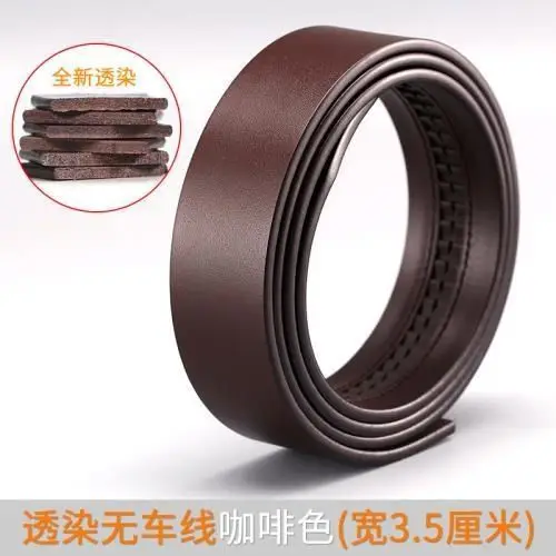 Men's Black Cowhide Belt with Automatic Buckle 3.5" - Image 2