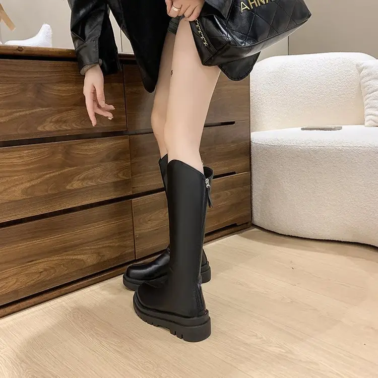 Women's Black High Heel Boots Thick Leg Winter — feature 10