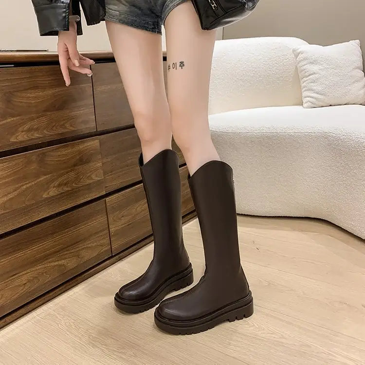 Women's Black High Heel Boots Thick Leg Winter — feature 14