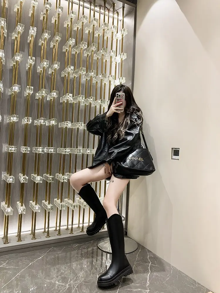 Women's Black High Heel Boots Thick Leg Winter — feature 4
