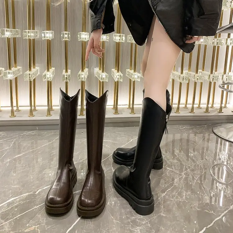 Women's Black High Heel Boots Thick Leg Winter — feature 5