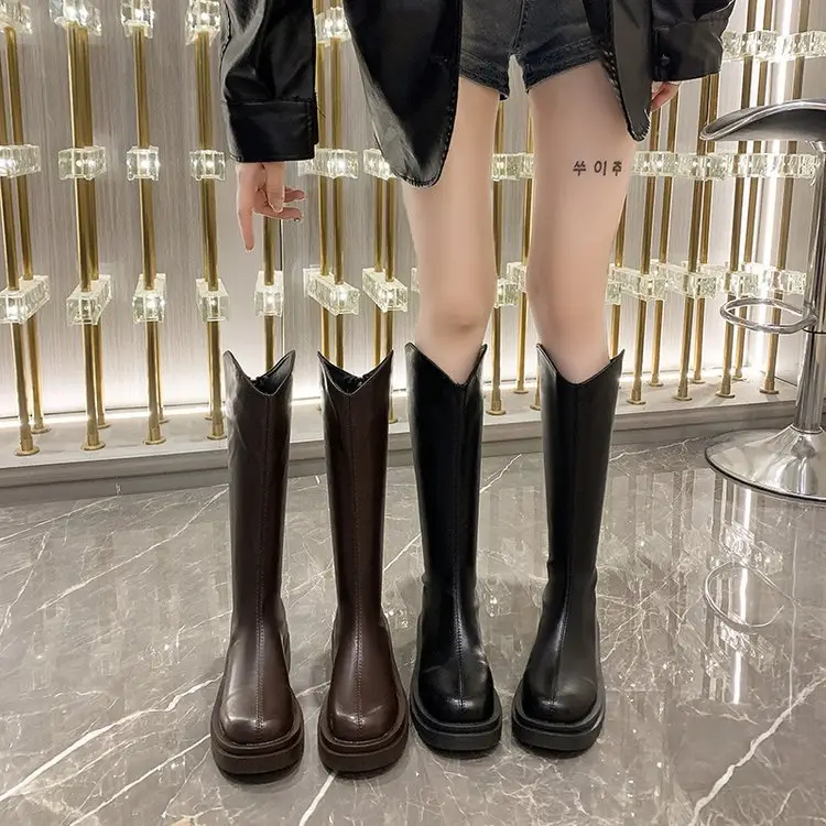 Women's Black High Heel Boots Thick Leg Winter — feature 6