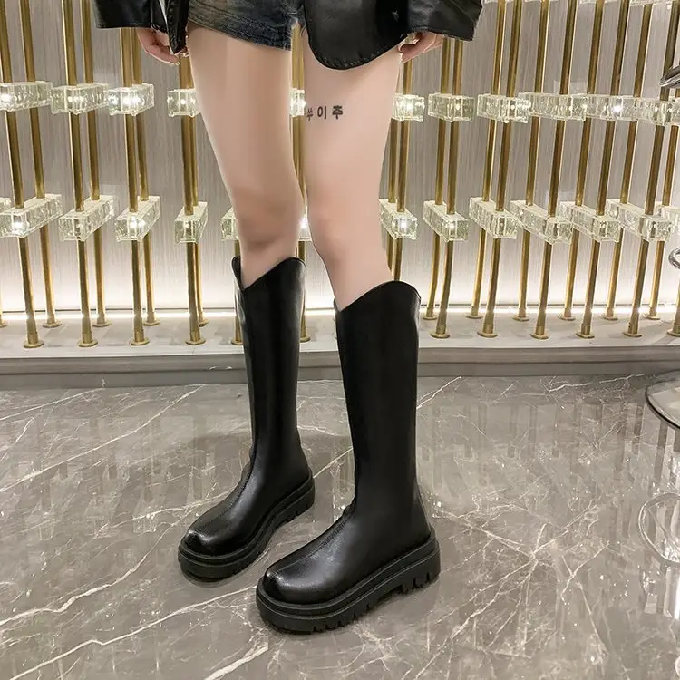 Women's Black High Heel Boots Thick Leg Winter — feature 7