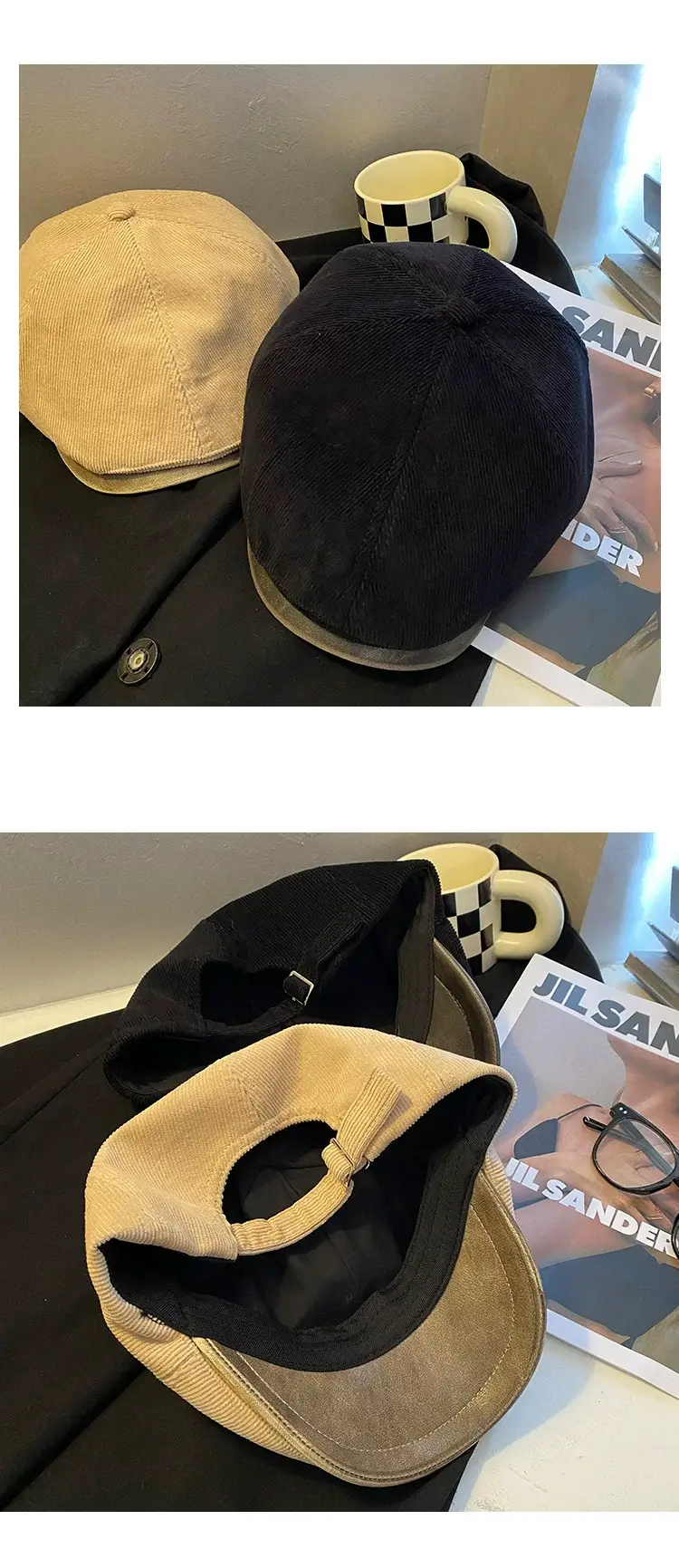 Women's American Retro Corduroy Forward Hat 2024 Winter — feature 8