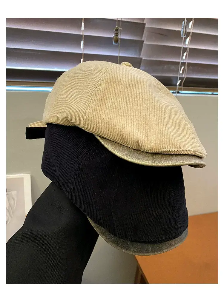 Women's American Retro Corduroy Forward Hat 2024 Winter — feature 9
