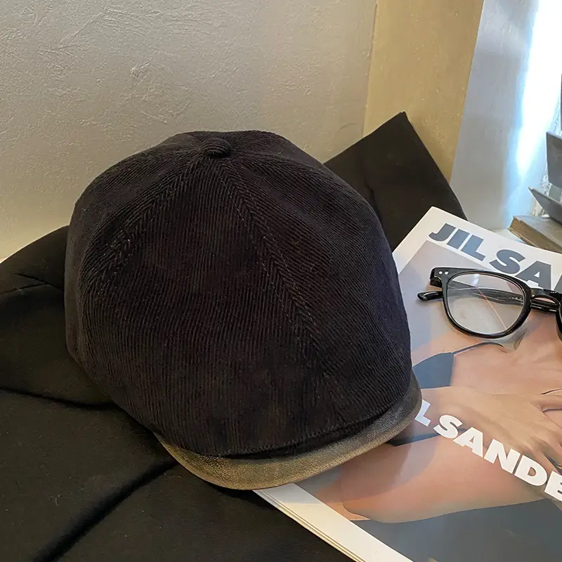 Women's American Retro Corduroy Forward Hat 2024 Winter - Image 2