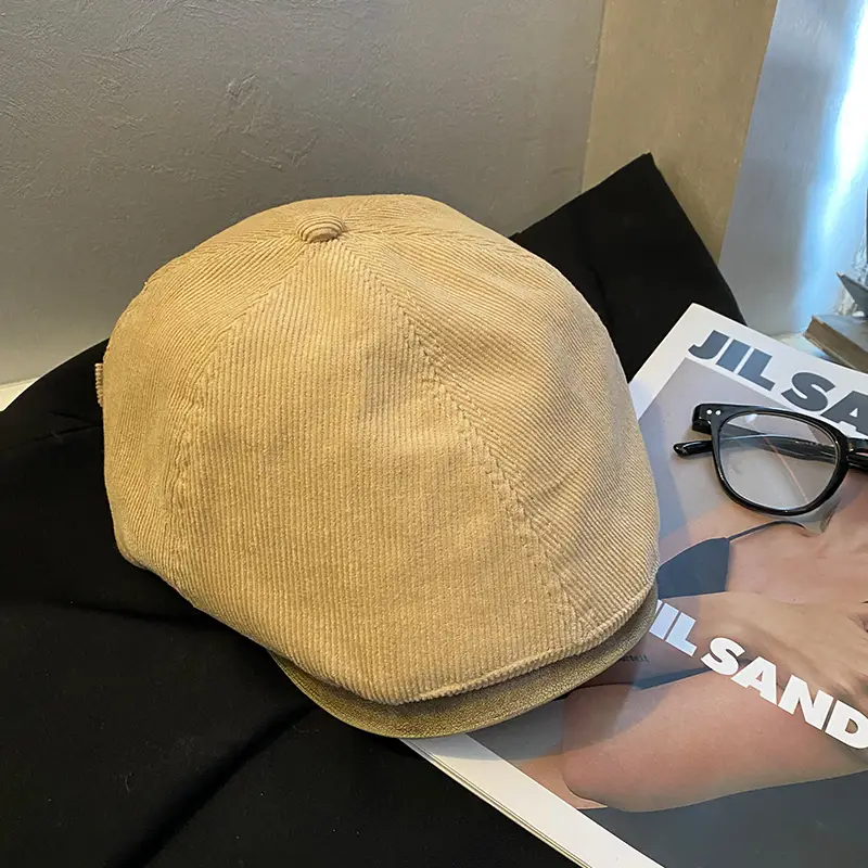 Women's American Retro Corduroy Forward Hat 2024 Winter - Image 3