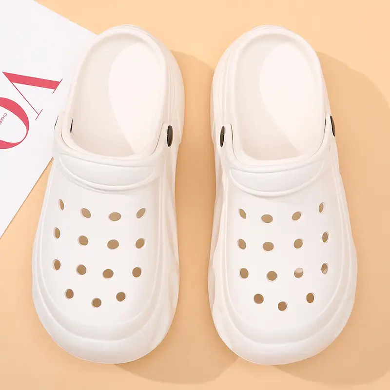 EVA Hole Shoes Women's Elevated Thick-soled Breathable Non-slip Baotou Slippers All-match Lightweight Deodorant Wear-resistant Sandals