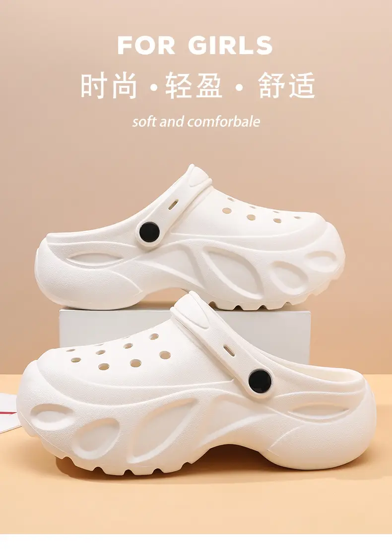 EVA Hole Shoes Women's Elevated Thick-soled Breathable Non-slip Baotou Slippers All-match Lightweight Deodorant Wear-resistant Sandals — feature 1