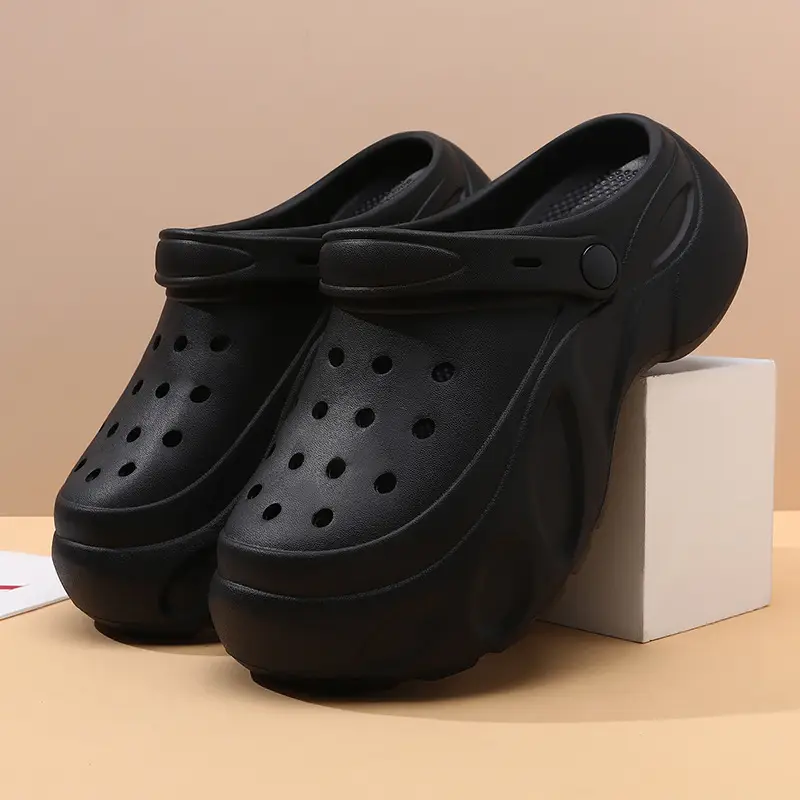 EVA Hole Shoes Women's Elevated Thick-soled Breathable Non-slip Baotou Slippers All-match Lightweight Deodorant Wear-resistant Sandals