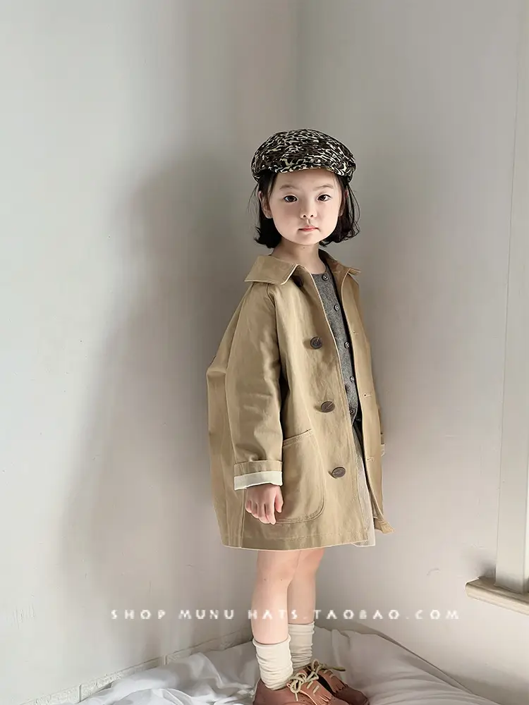 Children's Leopard Beret Cap Spring Autumn Forward — feature 13
