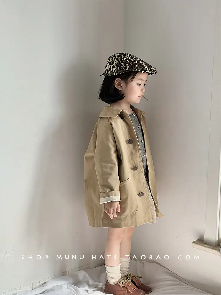 Children's Leopard Beret Cap Spring Autumn Forward — feature 17