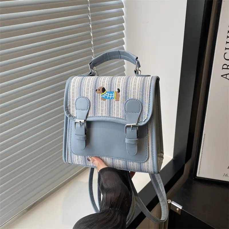2024 Autumn New Backpack Fashion Simple Portable Student Shoulder Bag Cover Plaid Retro Crossbody Bag