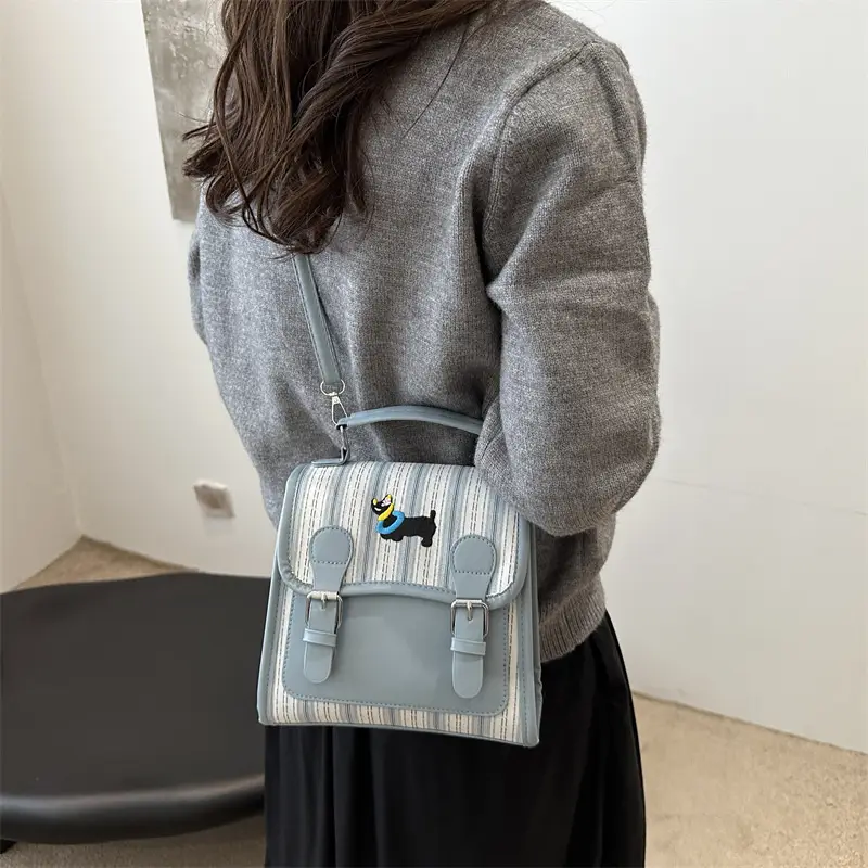 2024 Autumn New Backpack Fashion Simple Portable Student Shoulder Bag Cover Plaid Retro Crossbody Bag