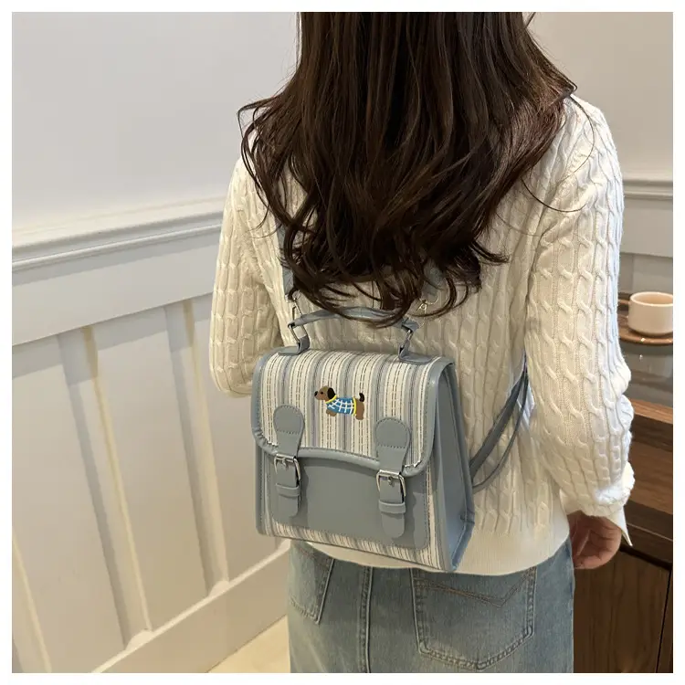 2024 Autumn New Backpack Fashion Simple Portable Student Shoulder Bag Cover Plaid Retro Crossbody Bag — feature 20
