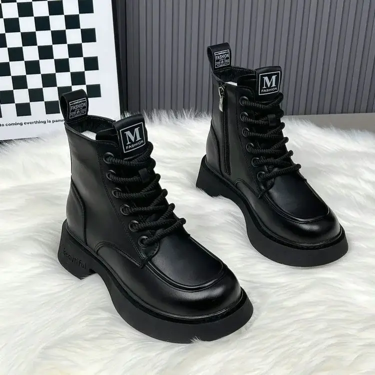 Women's Brown Thick-Soled Martin Boots 2025 Winter — feature 1