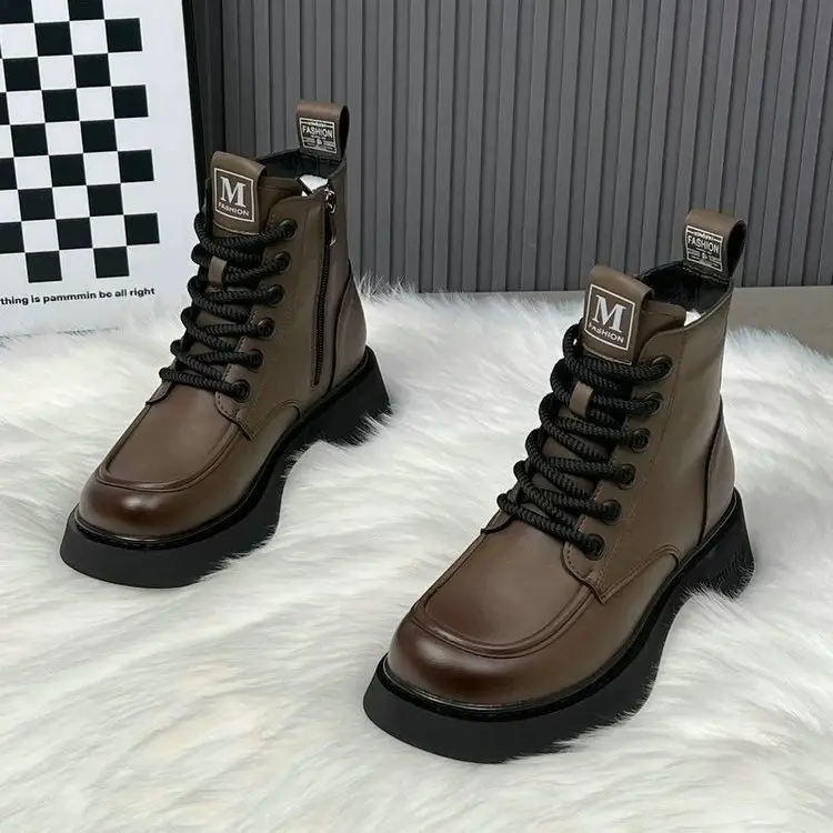 Women's Brown Thick-Soled Martin Boots 2025 Winter — feature 12